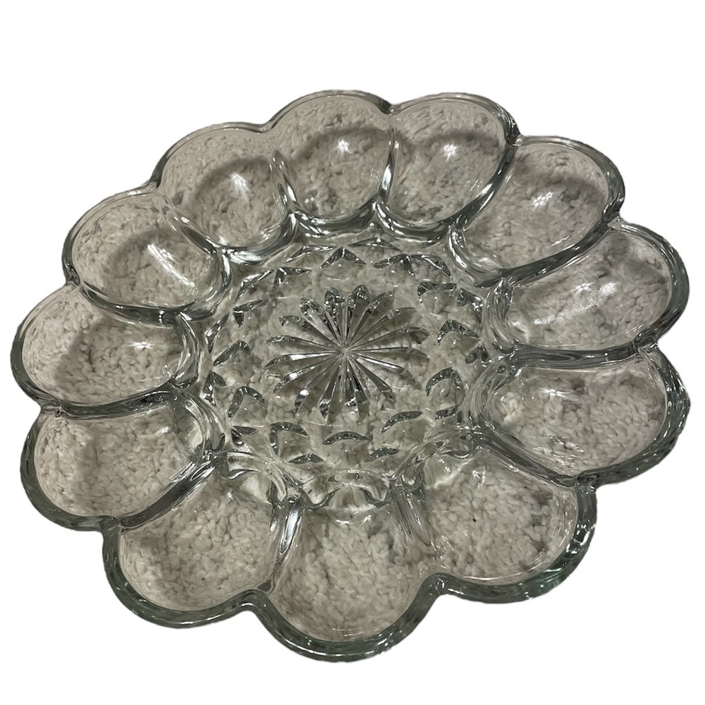 Vintage Crystal Class Clear Easter Egg Platter Tray